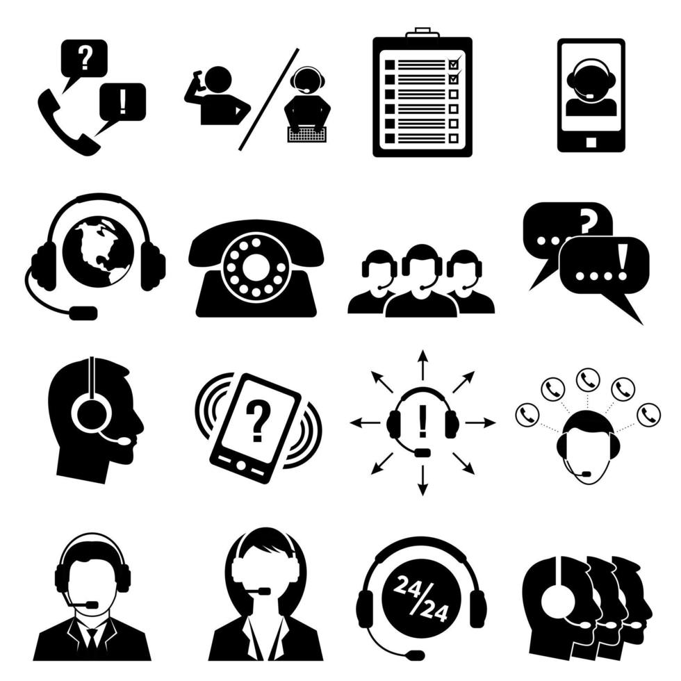 Call center service icons set vector