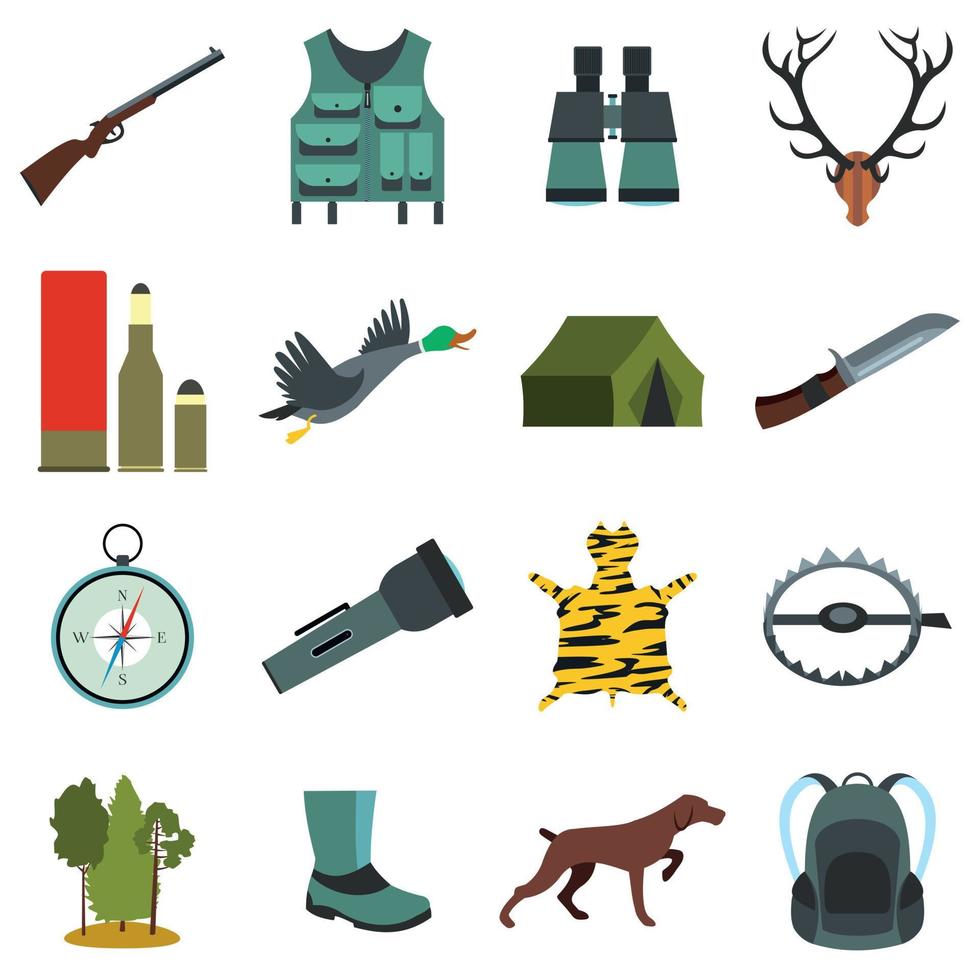 Hunting flat icons vector