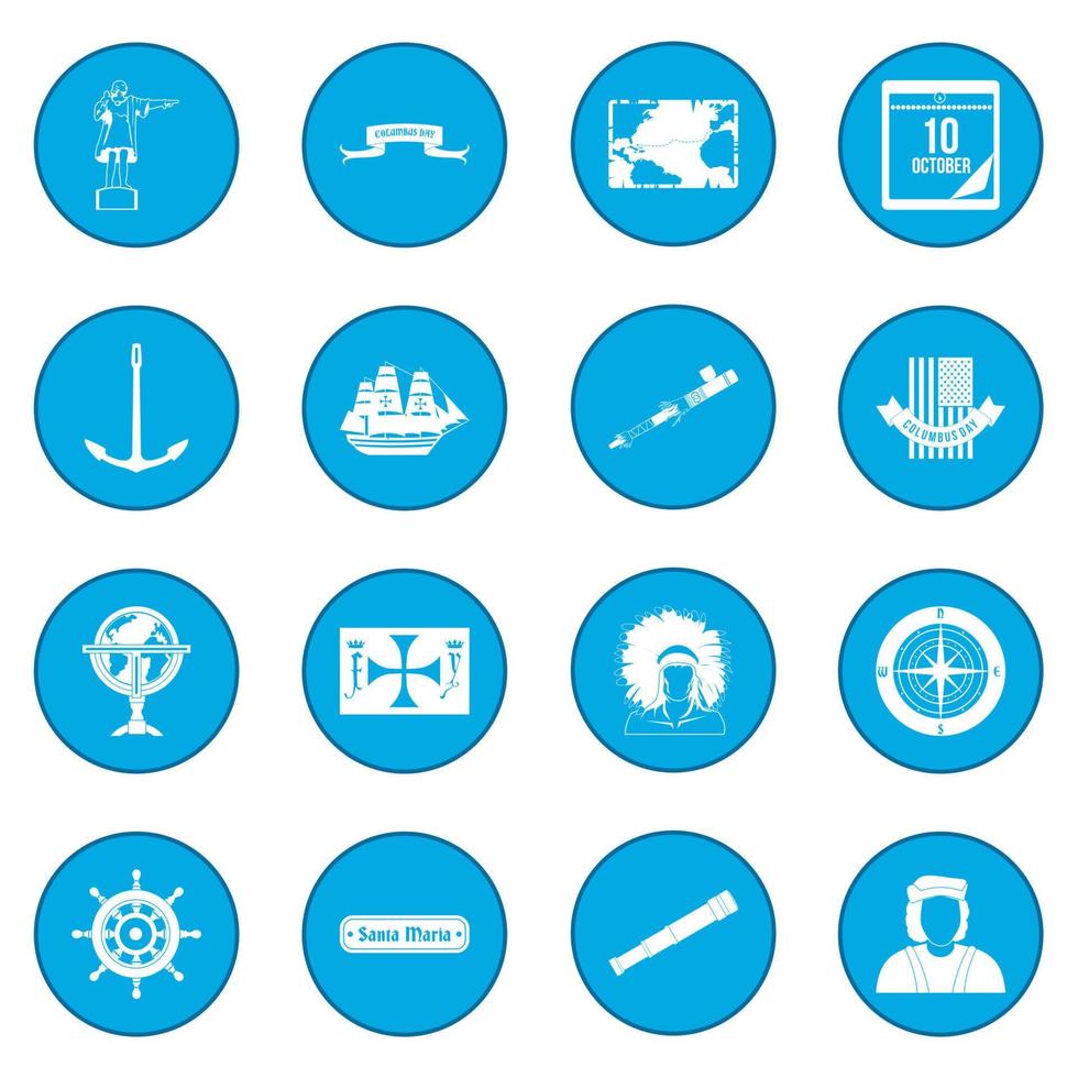 Happy Columbus Day icon blue vector