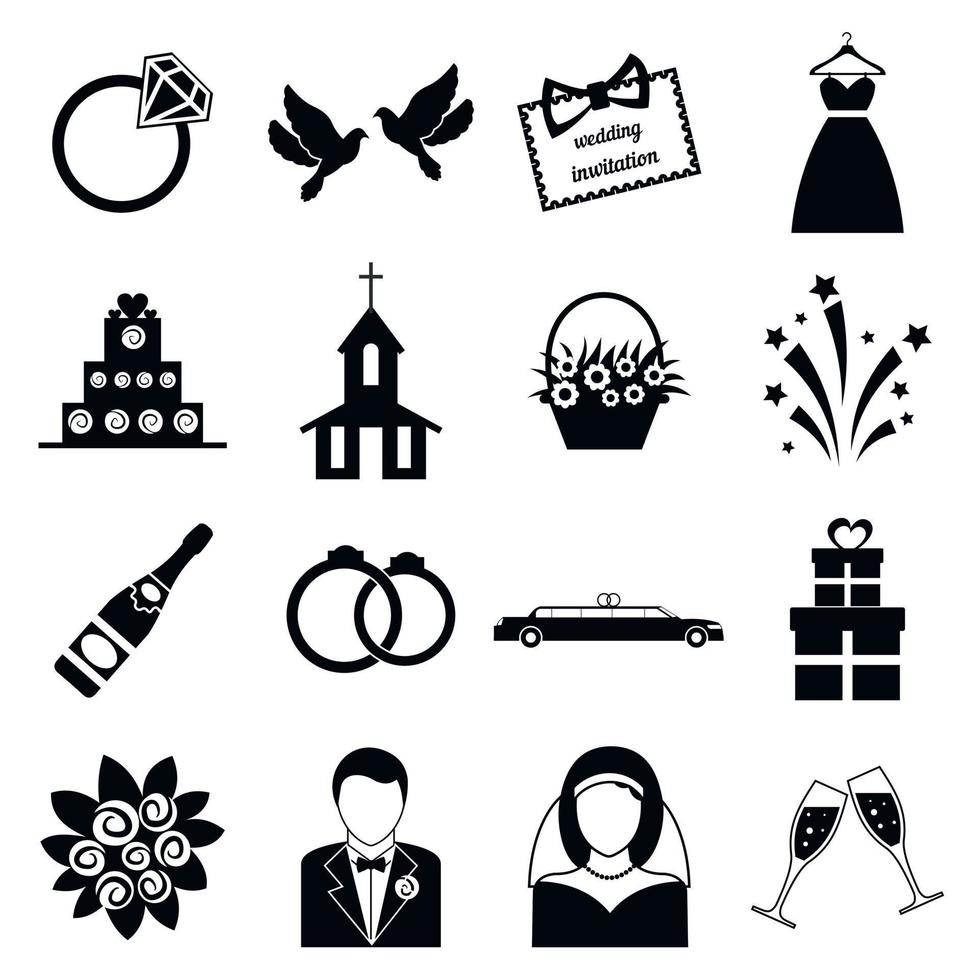 conjunto de iconos de boda vector