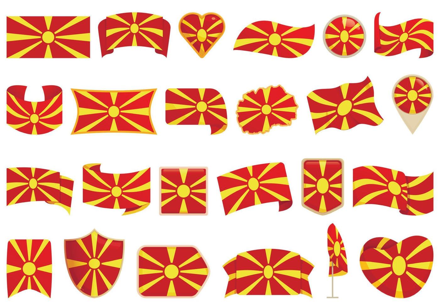 Macedonia icons set cartoon vector. Euro country vector