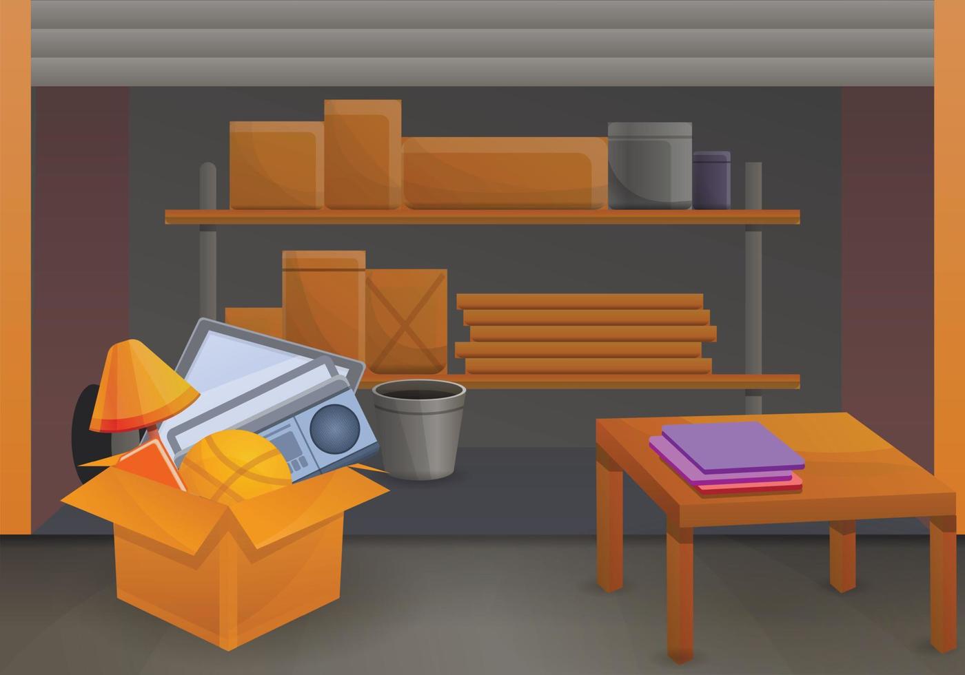 Home garage sale concept background, cartoon style vector