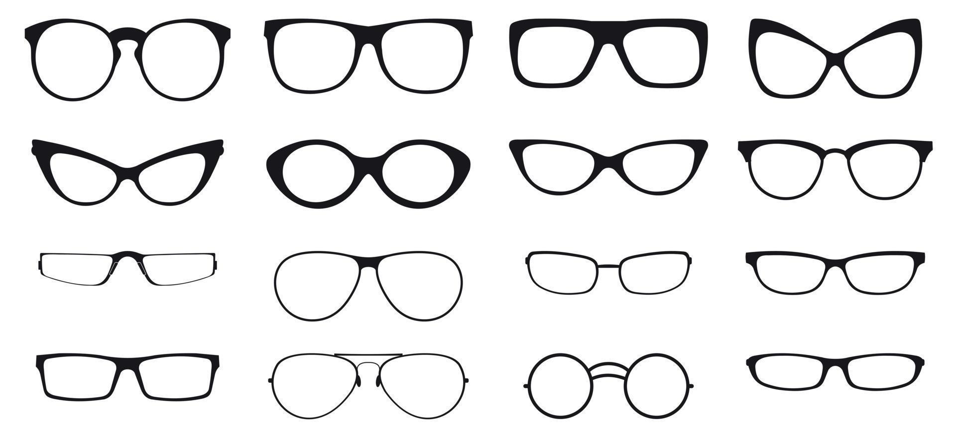 Eyeglasses silhouette set vector
