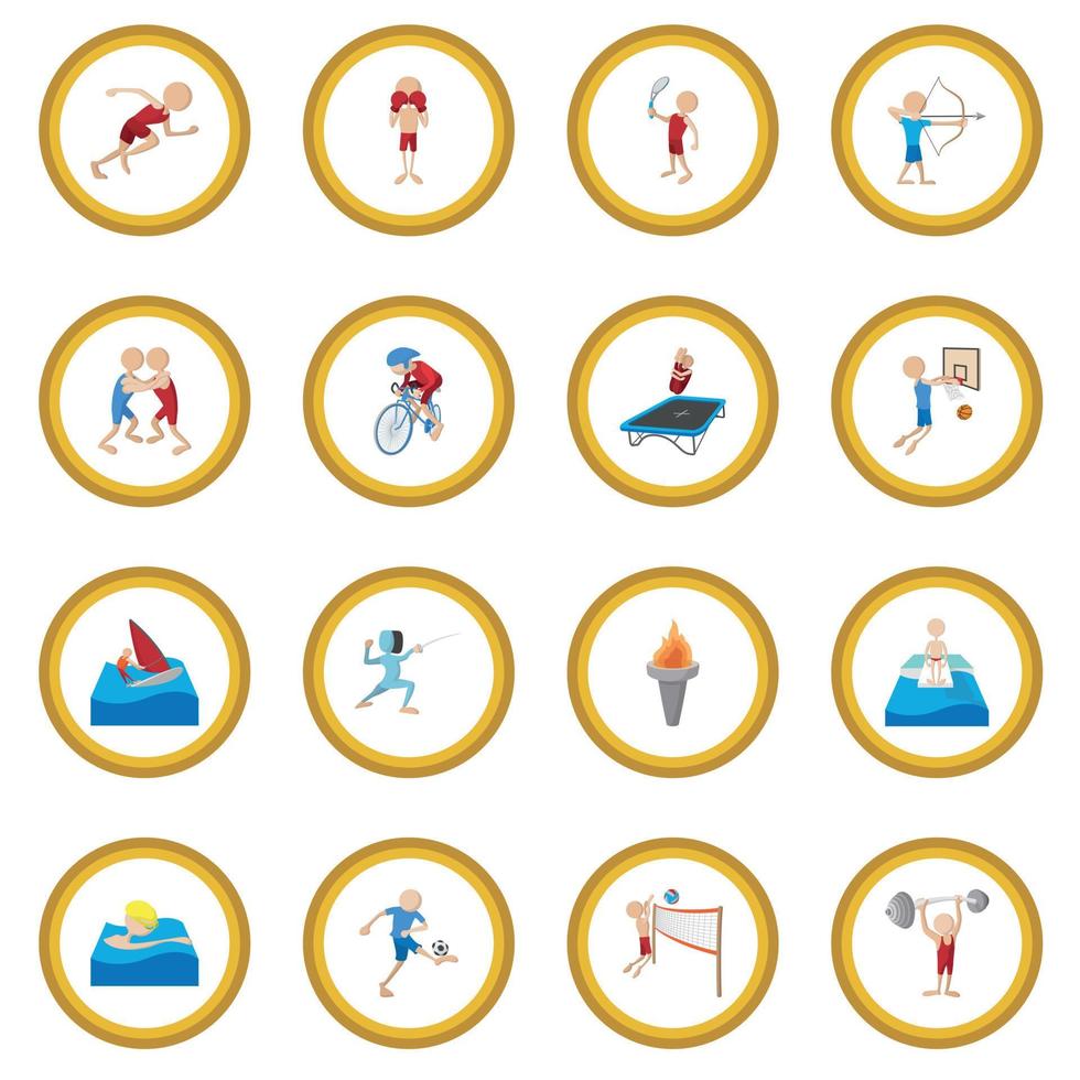 círculo de icono de dibujos animados de deporte de verano vector