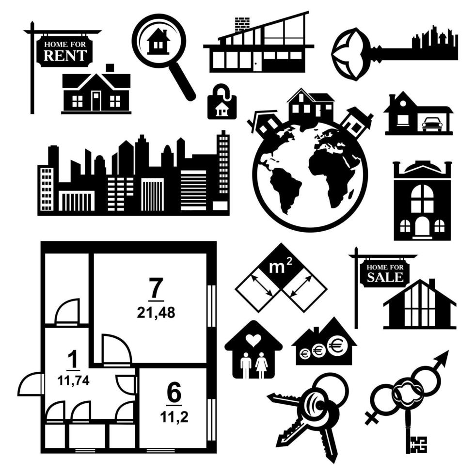 Big real estate icons set vector