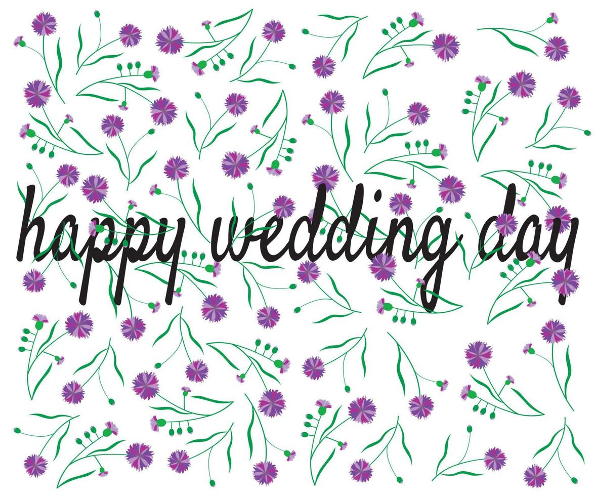 wedding greetings on the background of purple cornflowers vector