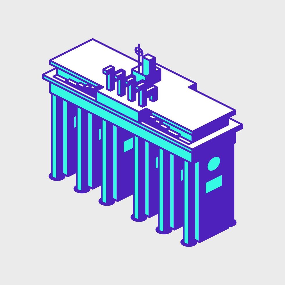 ilustración de icono de vector isométrico de puerta de brandenburgo