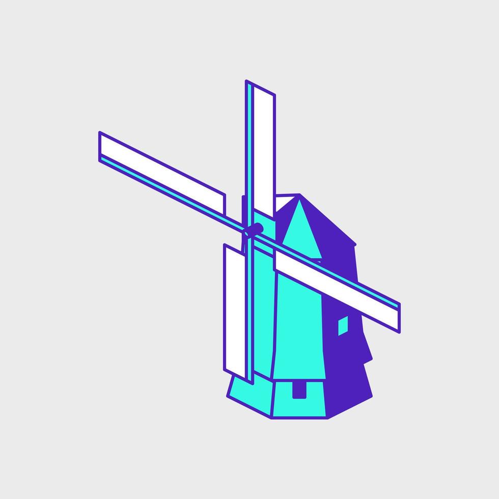 Windmill isometric vector icon illustration