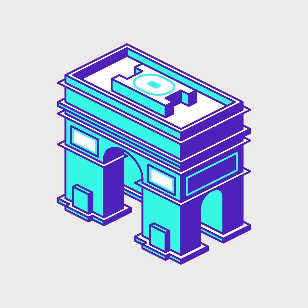 Arc de triomphe isometric vector icon illustration