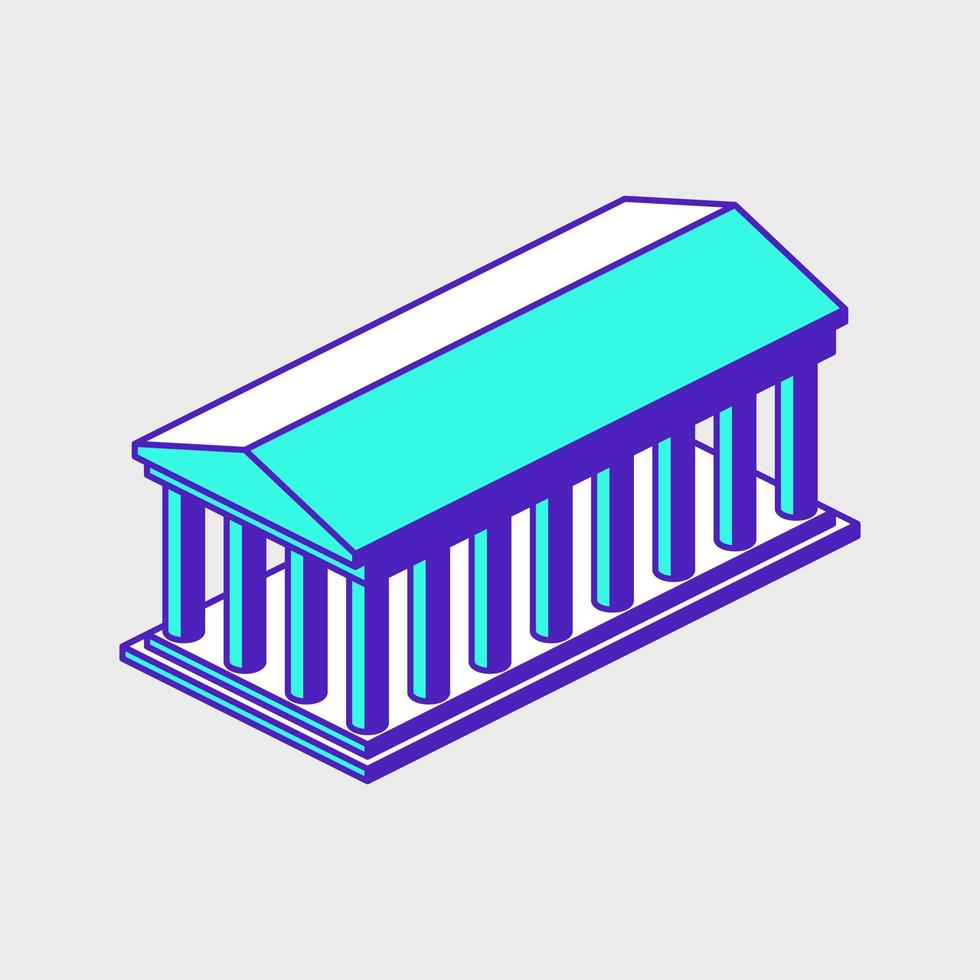 Parthenon acropolis isometric vector icon illustration