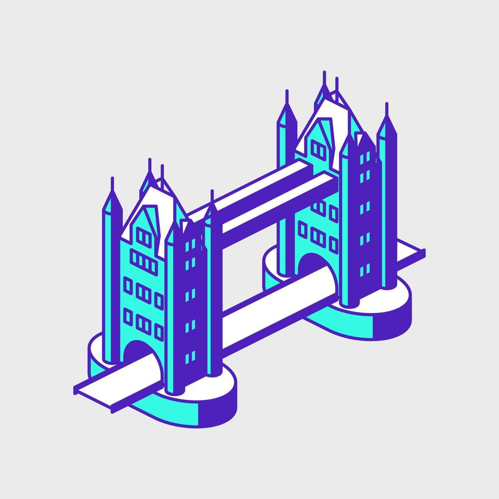 London tower bridge isometric vector icon illustration