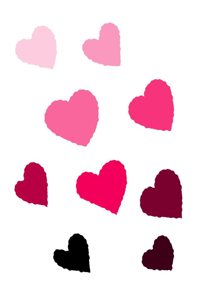 corazón rosa conjunto de corazones de amor de dibujos animados. decoración del día de san valentín. ilustración plana vectorial de stock sobre un fondo blanco. vector