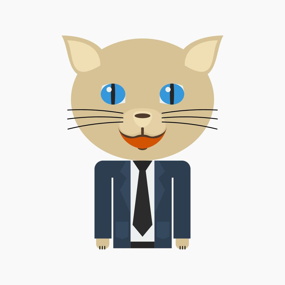 Editable Vector of Business Cat Character in Flat Cartoon Style for Children Book Illustration About Profession Concept