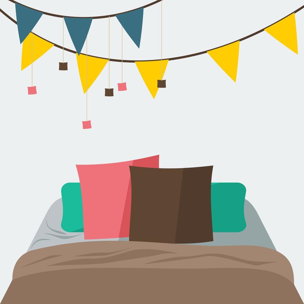Editable Vector Illustration of Bedroom for Children or Baby in Flat Style