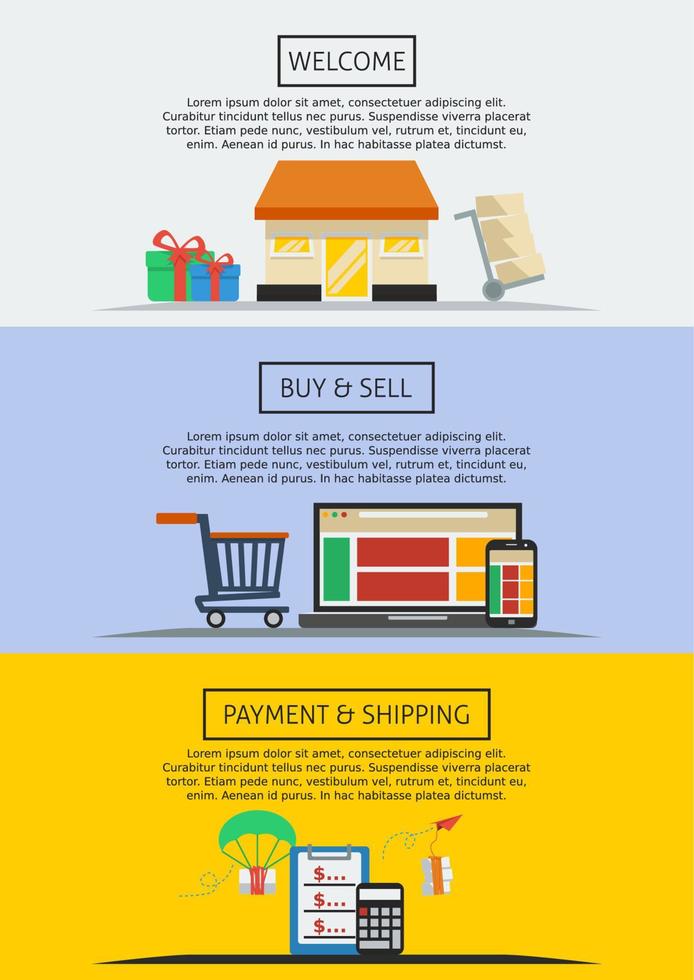 Editable Vector Illustration of Online Shopping Text Background in Flat Style for Marketing Purposes