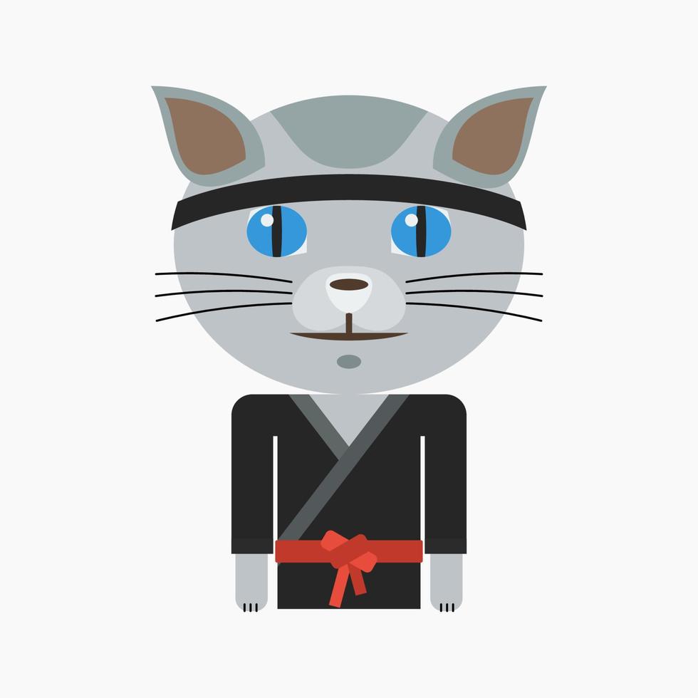 vector editable del personaje de gato luchador en estilo de dibujos animados planos para niños ilustración de libro sobre el concepto de profesión