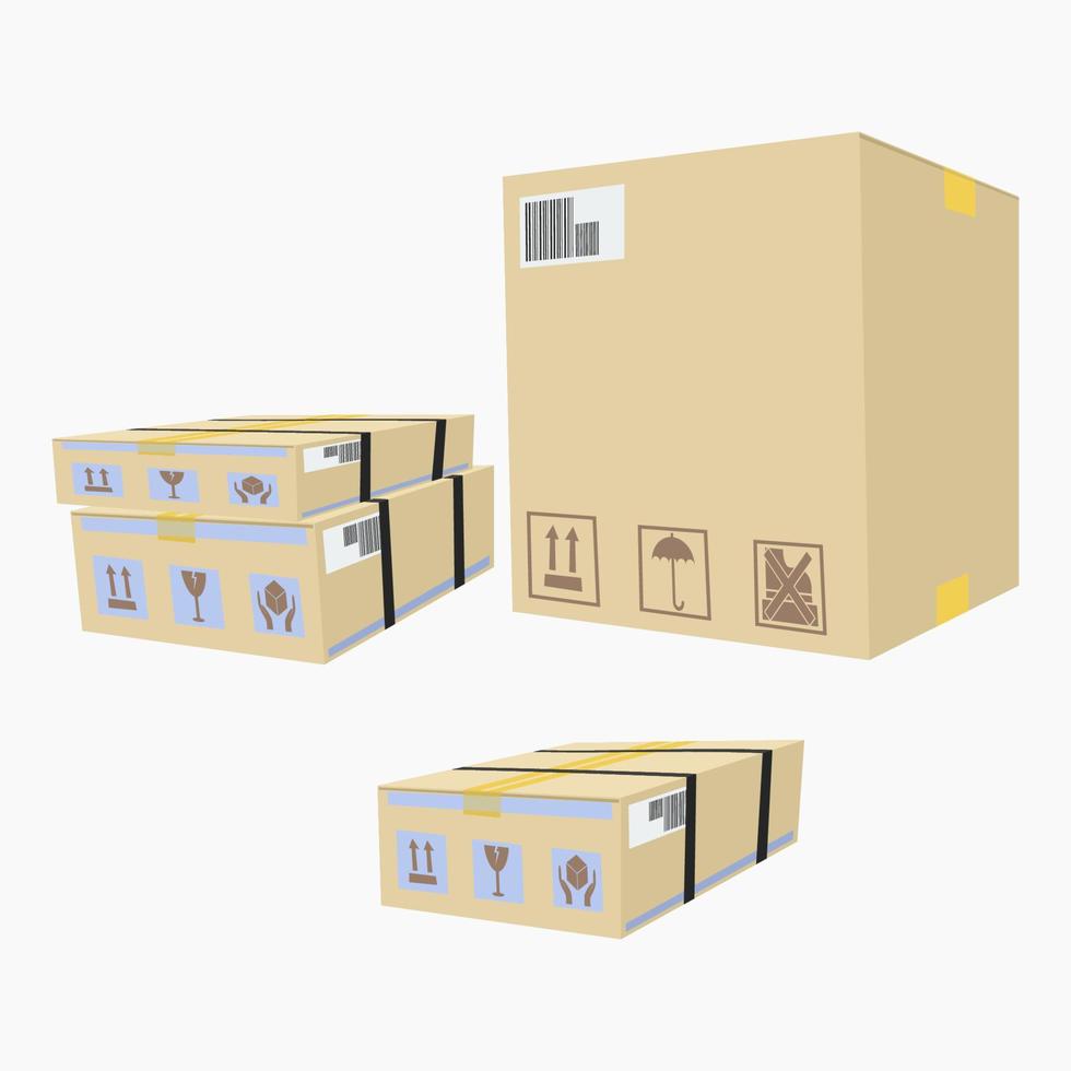 vector de cajas de entrega marrón editable para carga o envío ilustración adicional