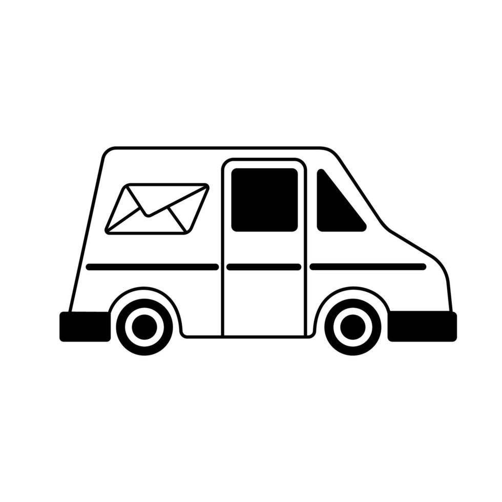 icono del coche de correos. imagen del servicio de entrega. vector de señal de entrega. camión de correo