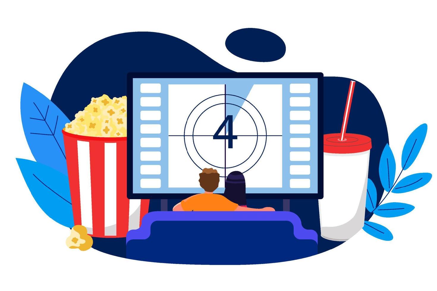 Young couple watching TV vector