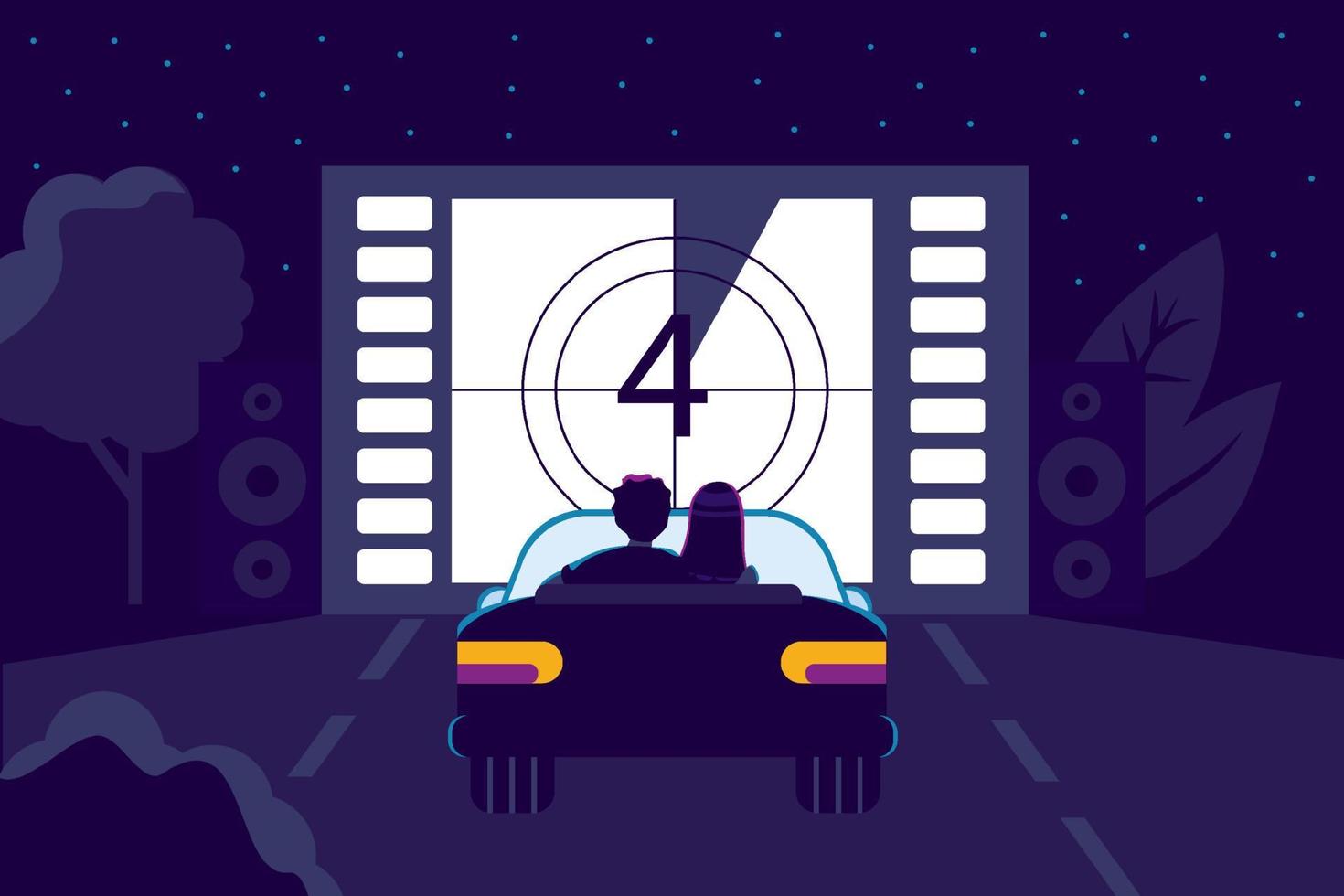 Drive-in movie theater vector