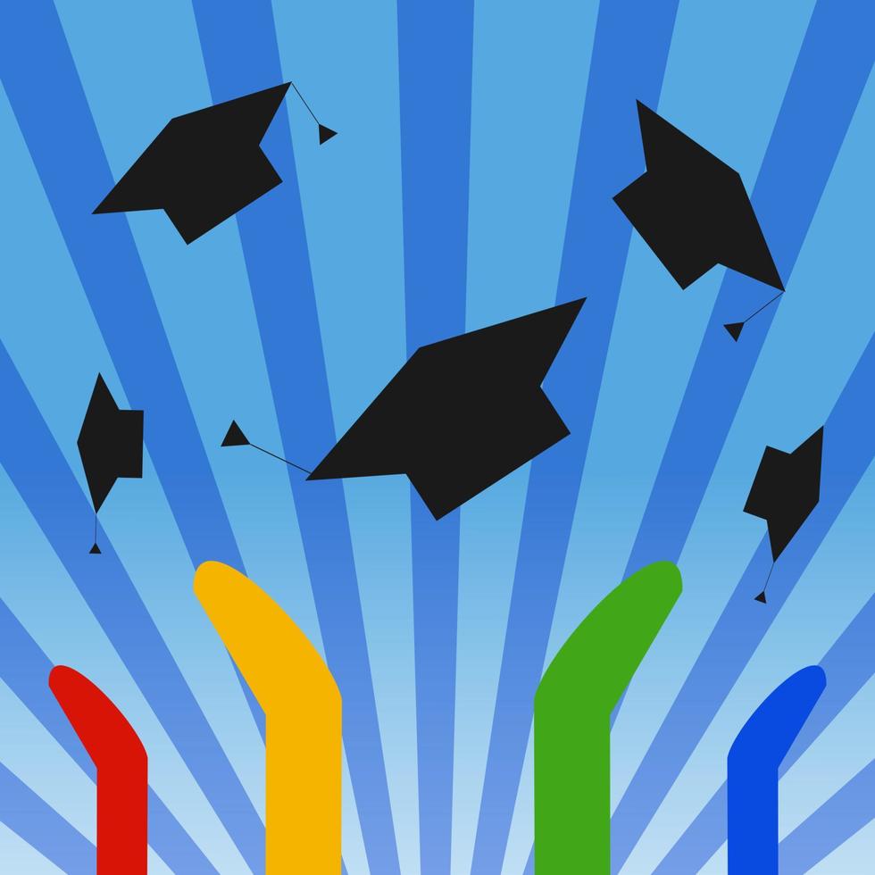 Graduation Hats Throwing High vector
