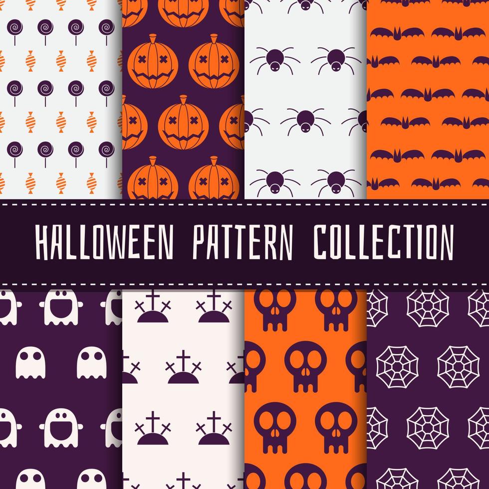 colección de patrones sin fisuras de halloween vector