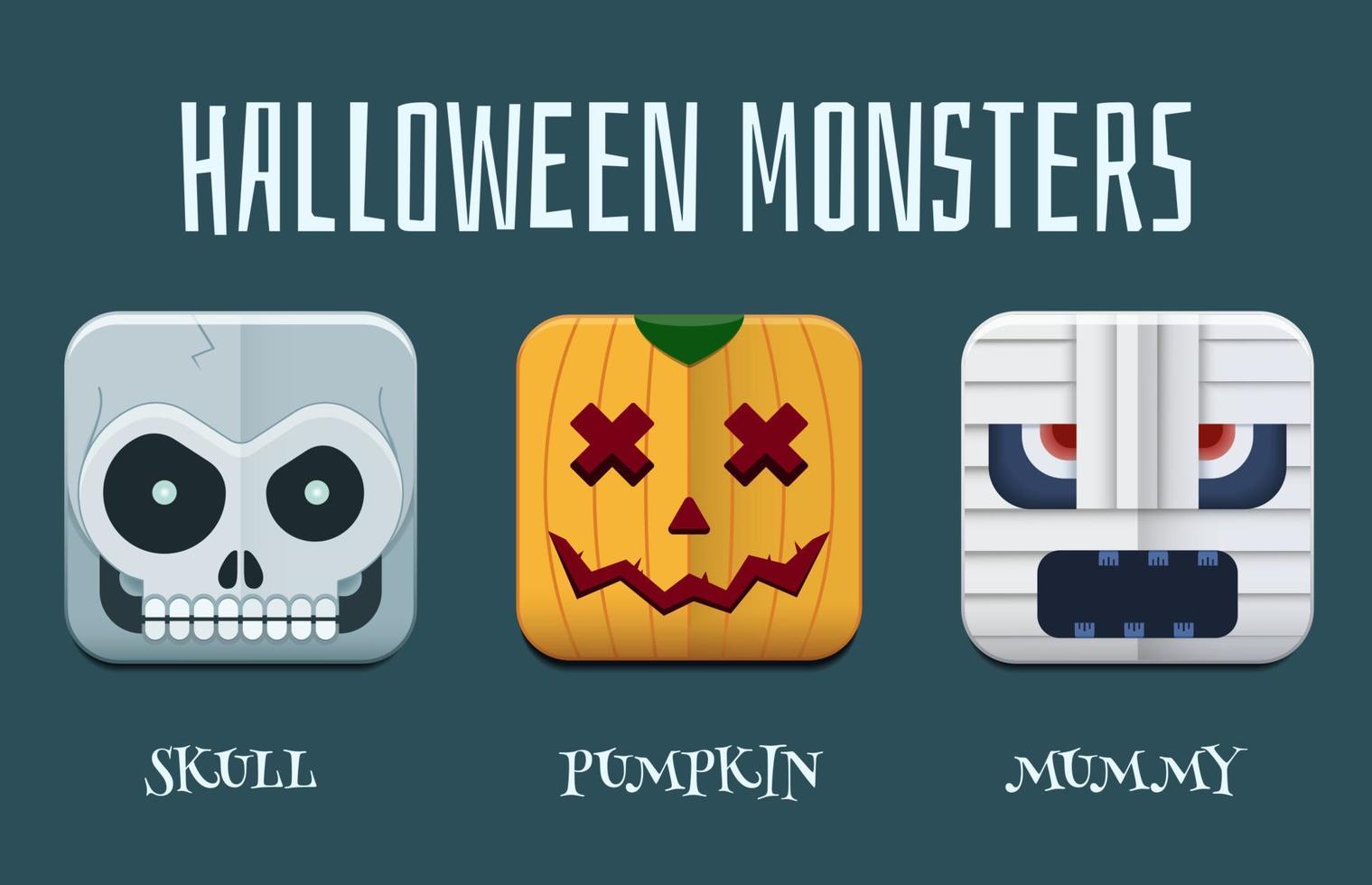 conjunto de iconos de monstruo de halloween vector