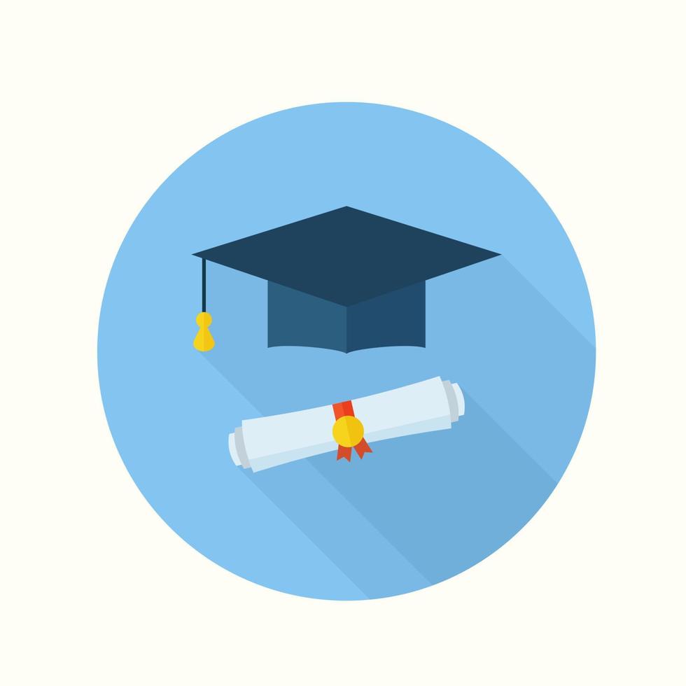 sombrero de estudiante de graduación y diploma vector