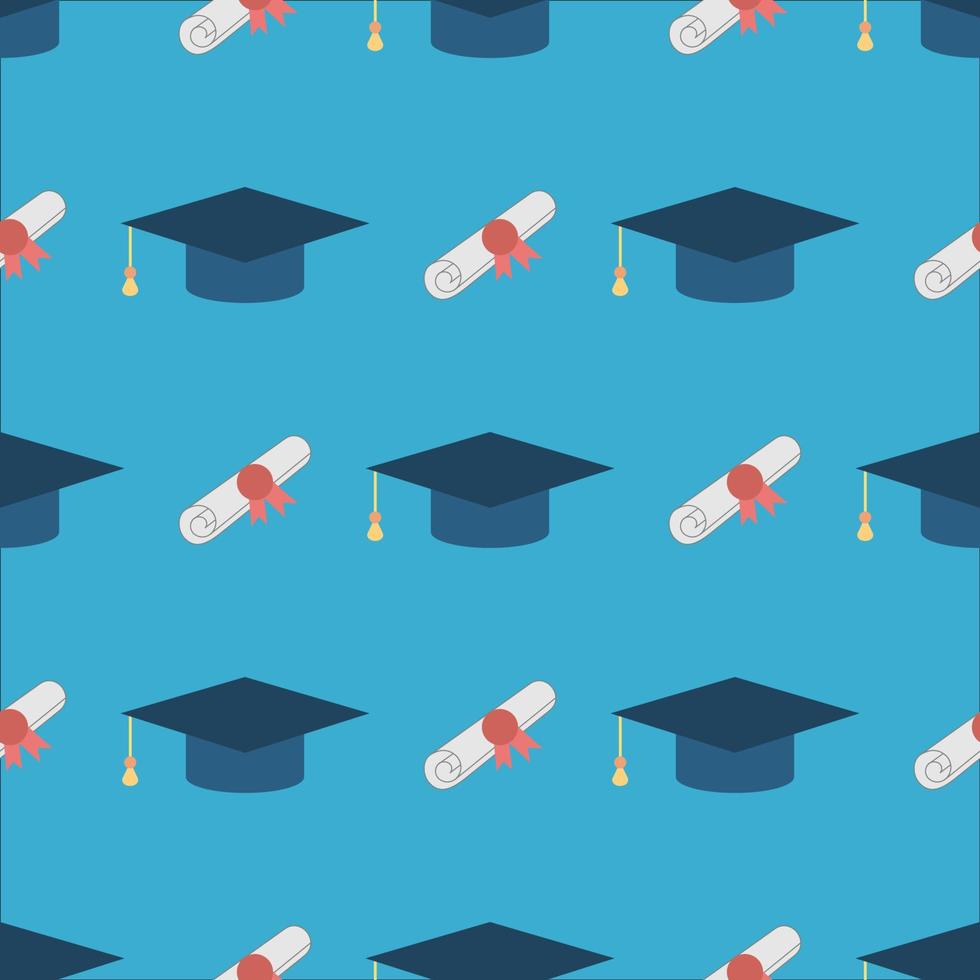 Graduation Cap and Diploma Seamless Pattern Background vector