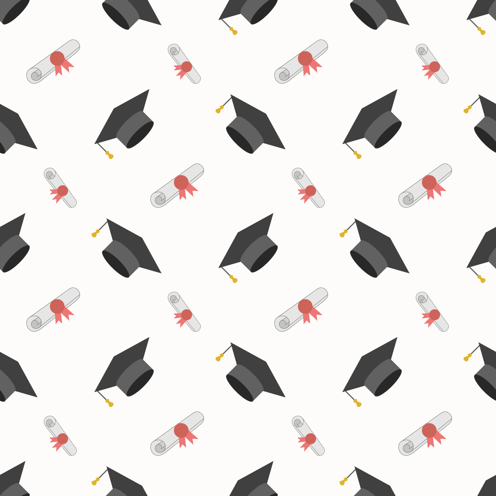 Graduation Cap and Diploma Seamless Pattern Background 8895082 Vector