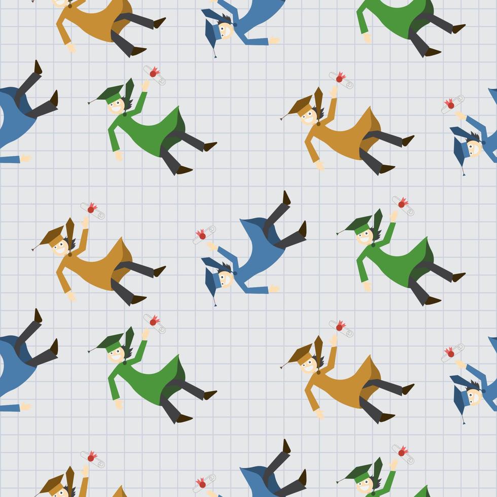 Seamless Background of Tossing Graduation Happy Guys vector