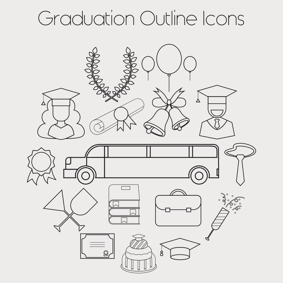 Graduation Celebrating Education Icon Vector Set