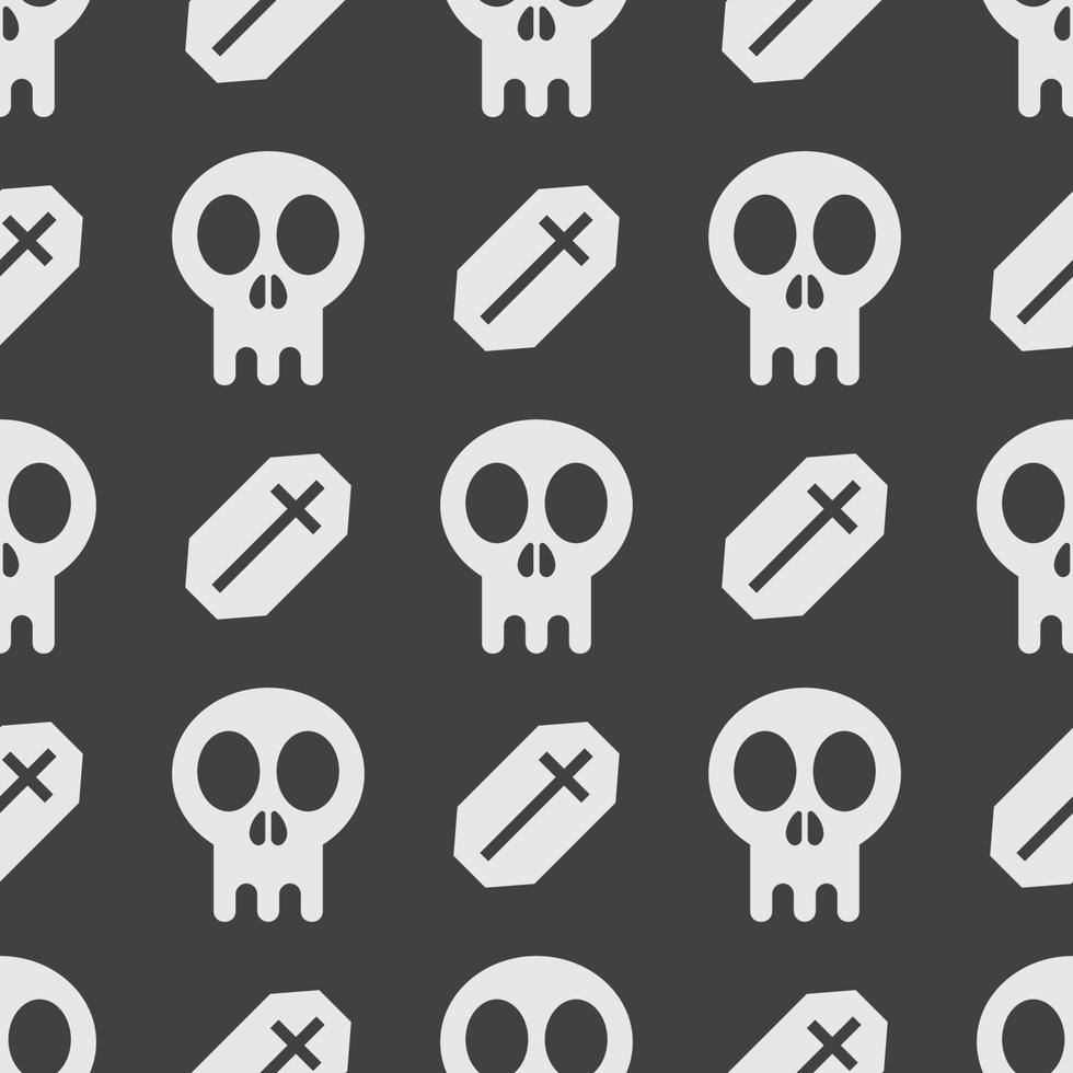 Halloween Skull and Tomb Seamless Pattern vector