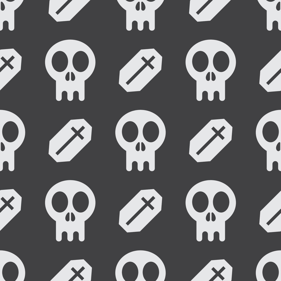 Halloween Skull and Tomb Seamless Pattern vector