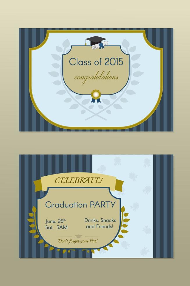 Gold Graduation Invitation Vintage Certificate vector