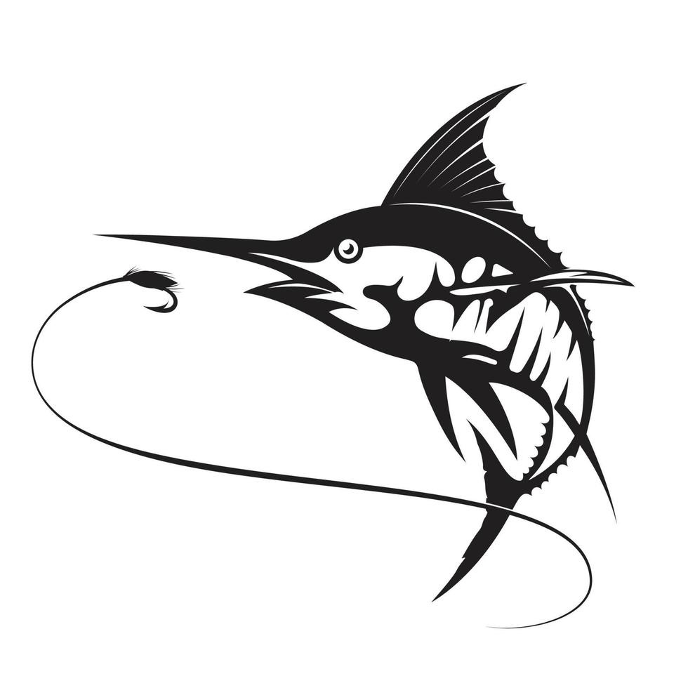 Sailfish Silhouette vector Isolated on white backgroud.