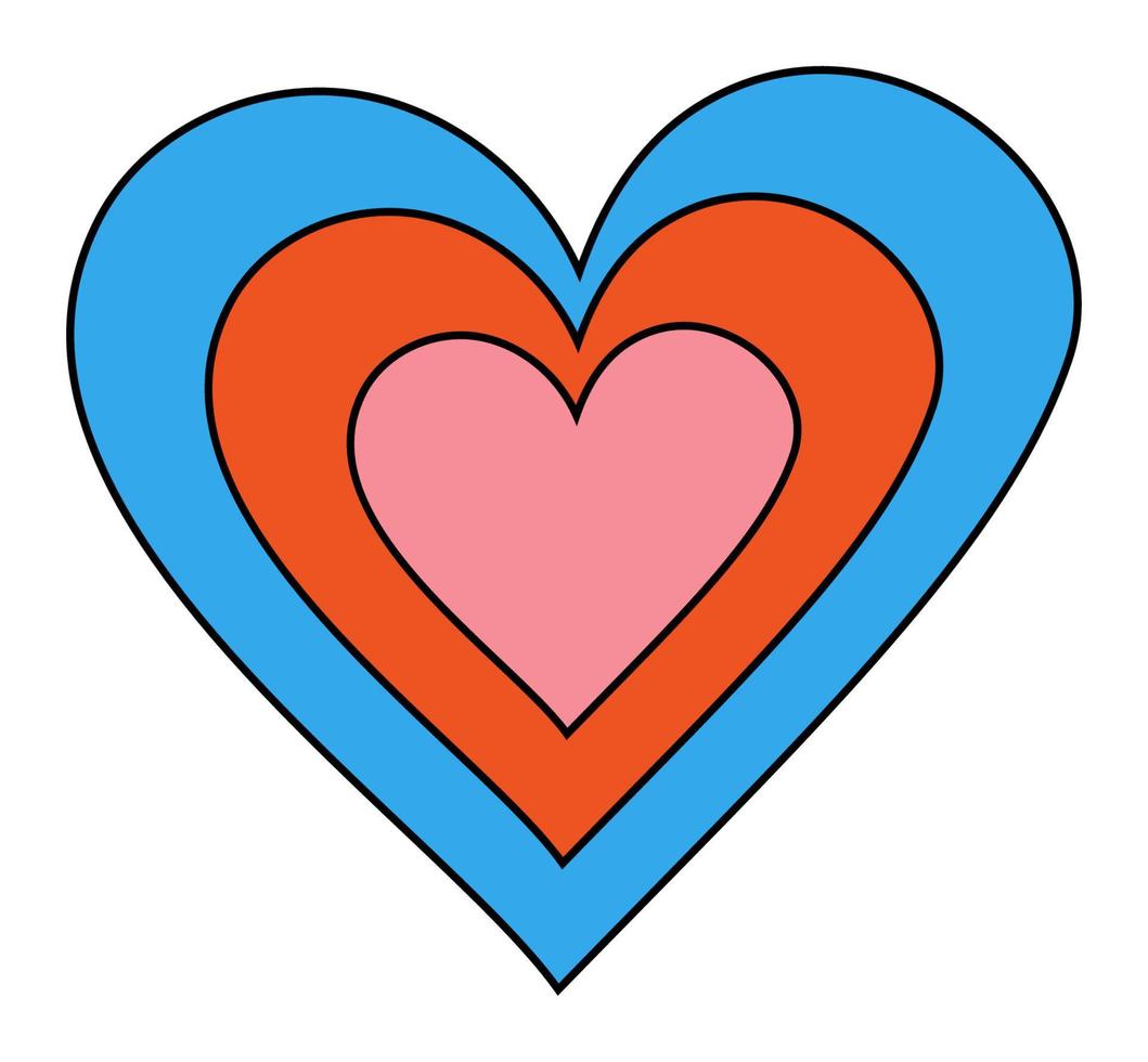 sticker. psychedelic groovy heart vector