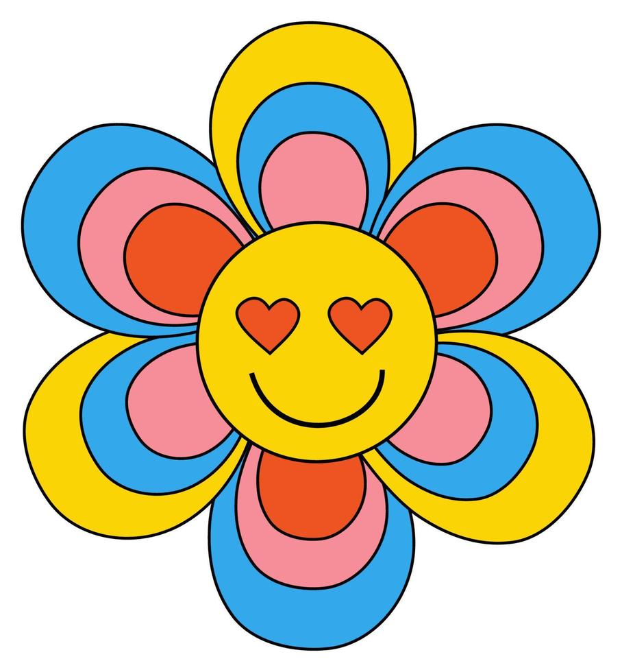 sticker flower power. cute funky hippy sticker vector