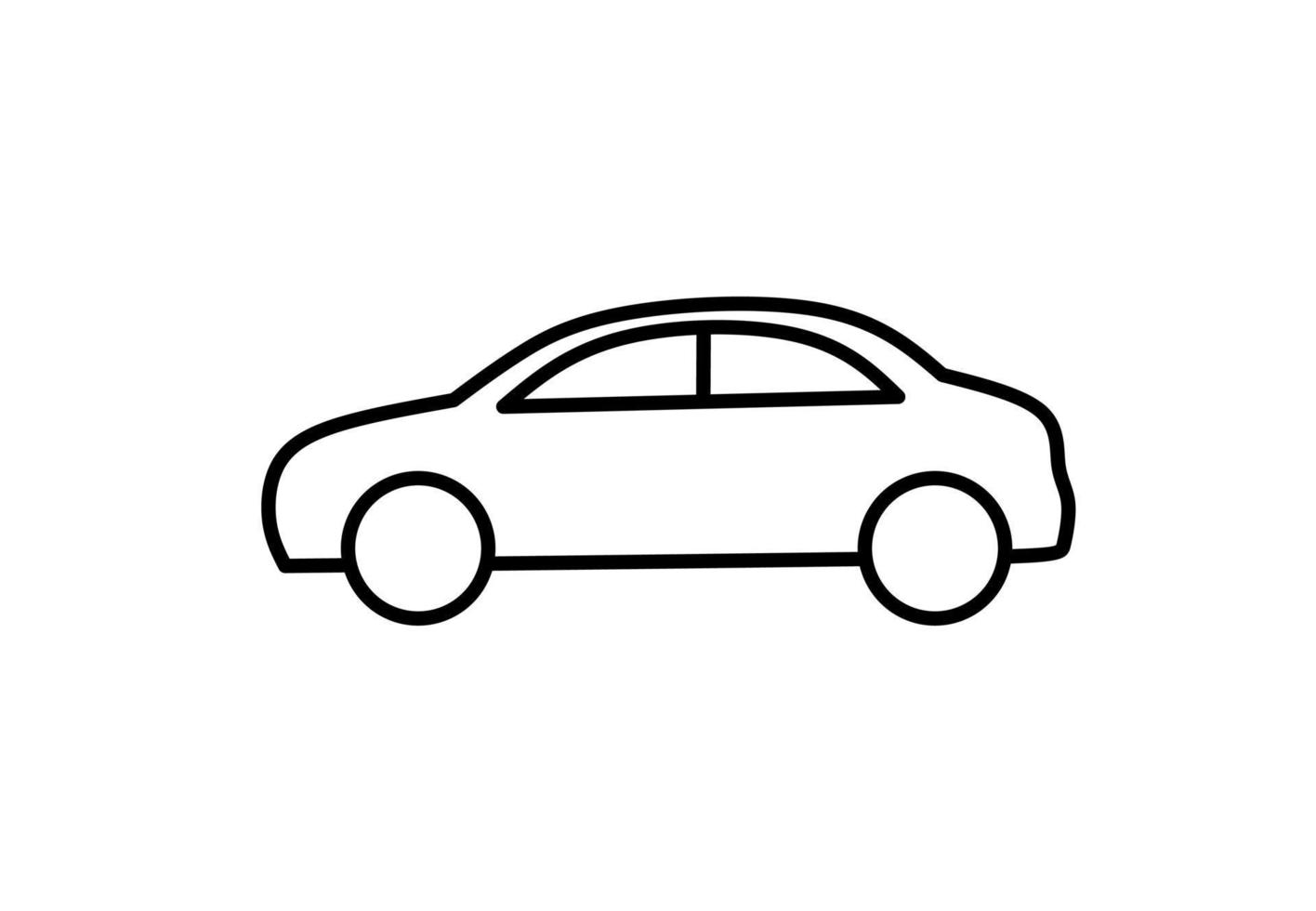 outline side view car icon isolated on white background vector