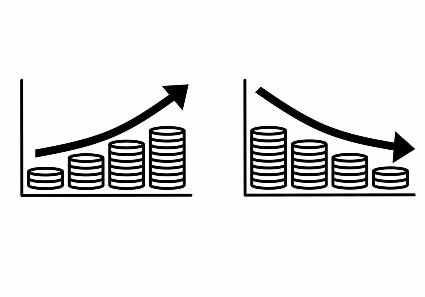 icono gráfico, símbolo de declive financiero y crecimiento vector