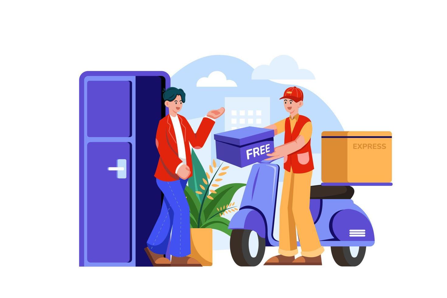 Man getting free product delivery vector