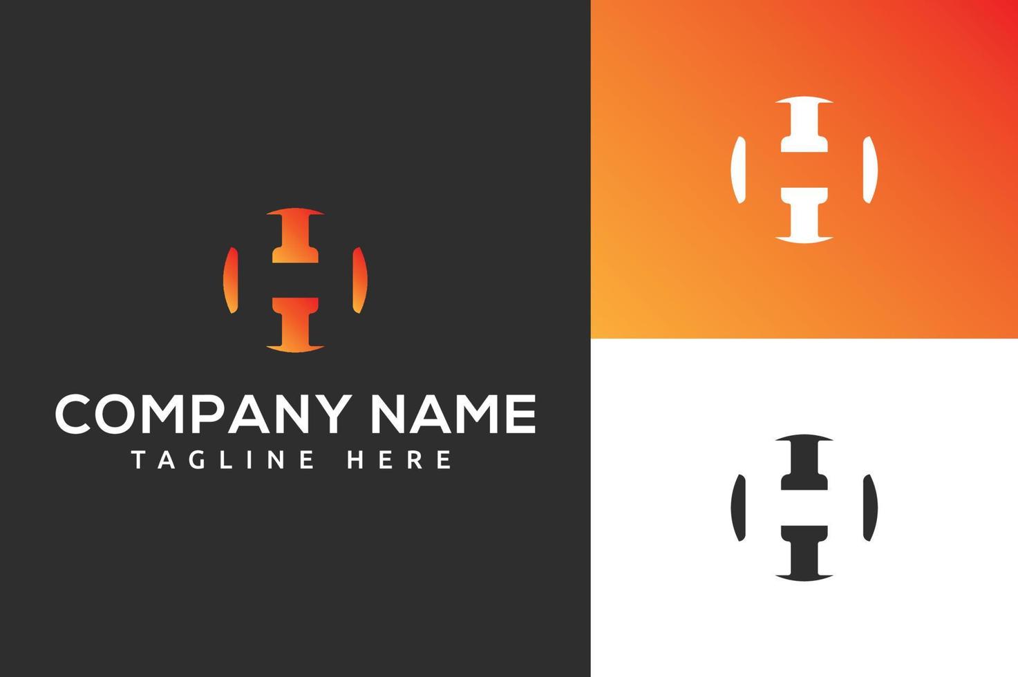 letter H logo . Letter H Negative Space gradient color logo design vector illustration. H letter mark design corporate template logo Letter H logo containing negative space.
