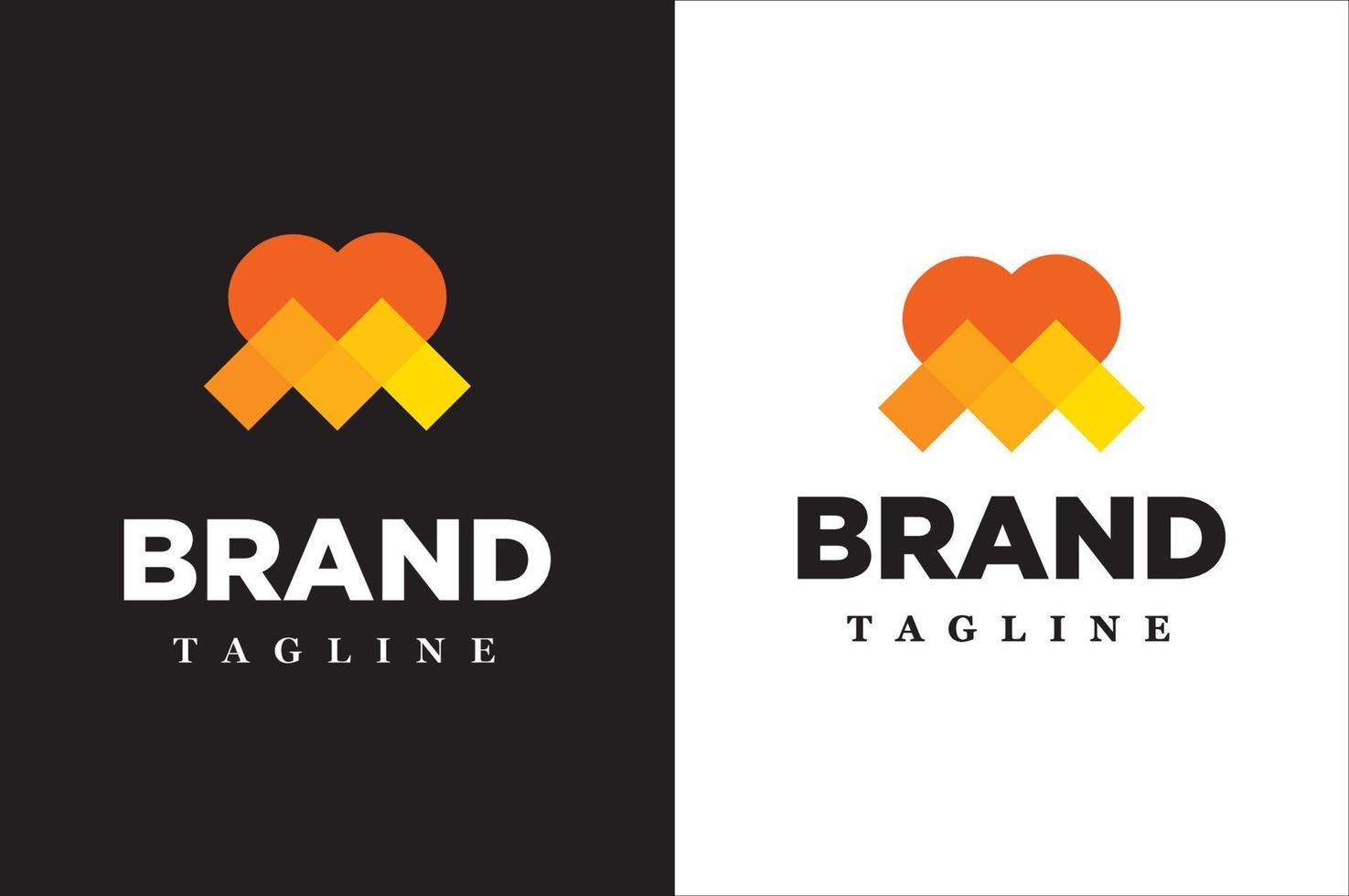 logotipo abstracto del corazón de la letra m para los negocios. vector