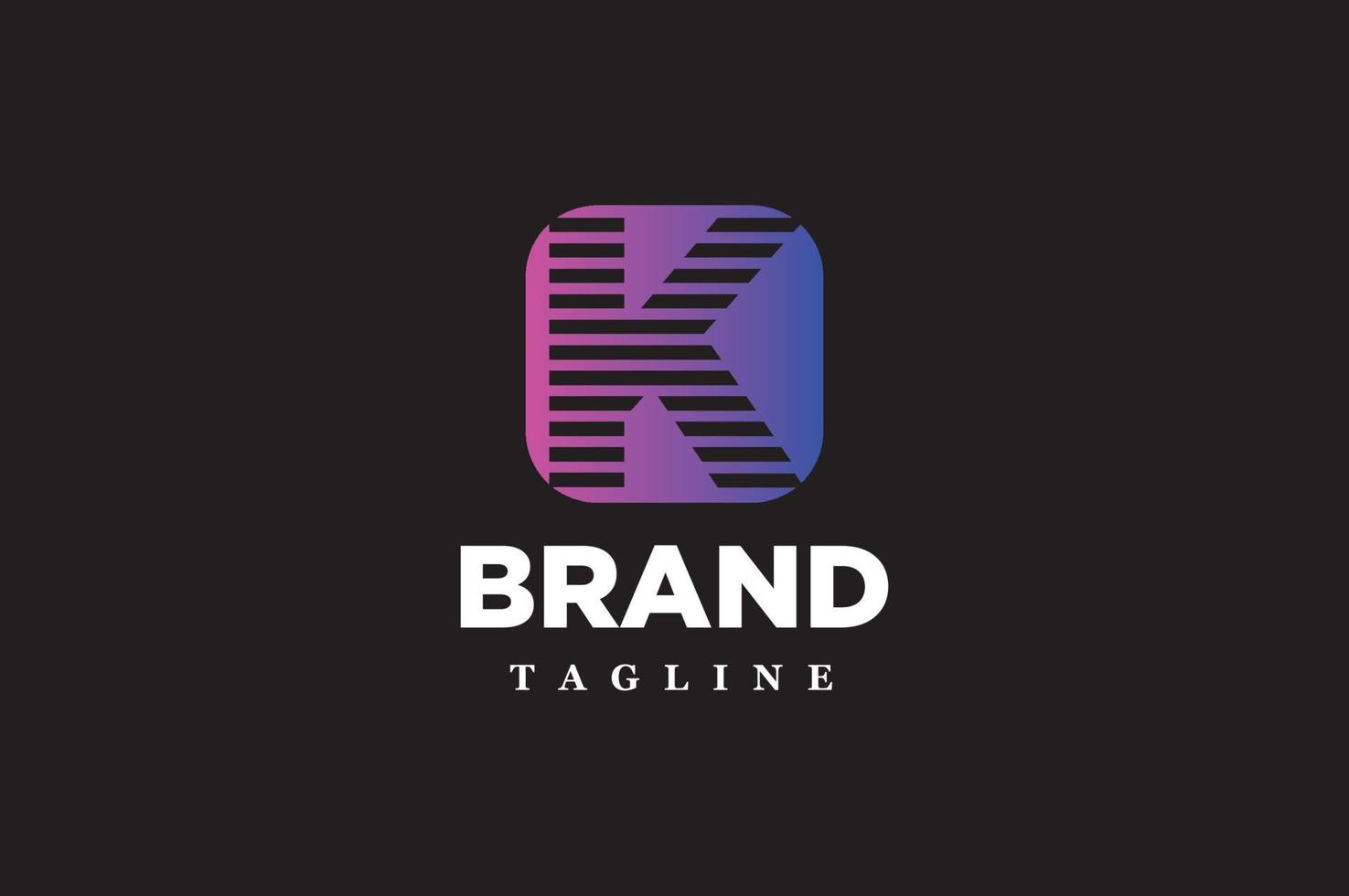 Line letter K  Tech and Business logo. vector