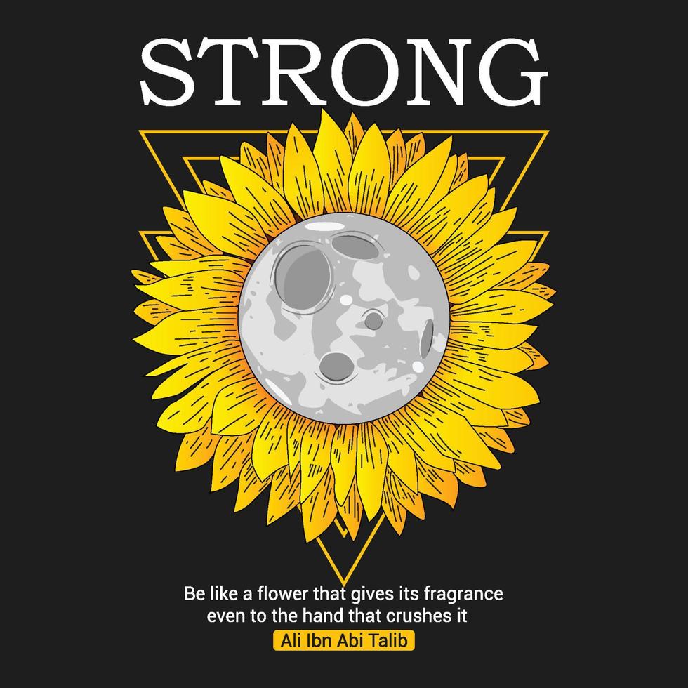 Sunflower Decorated with Moon and Vintage Designs vector