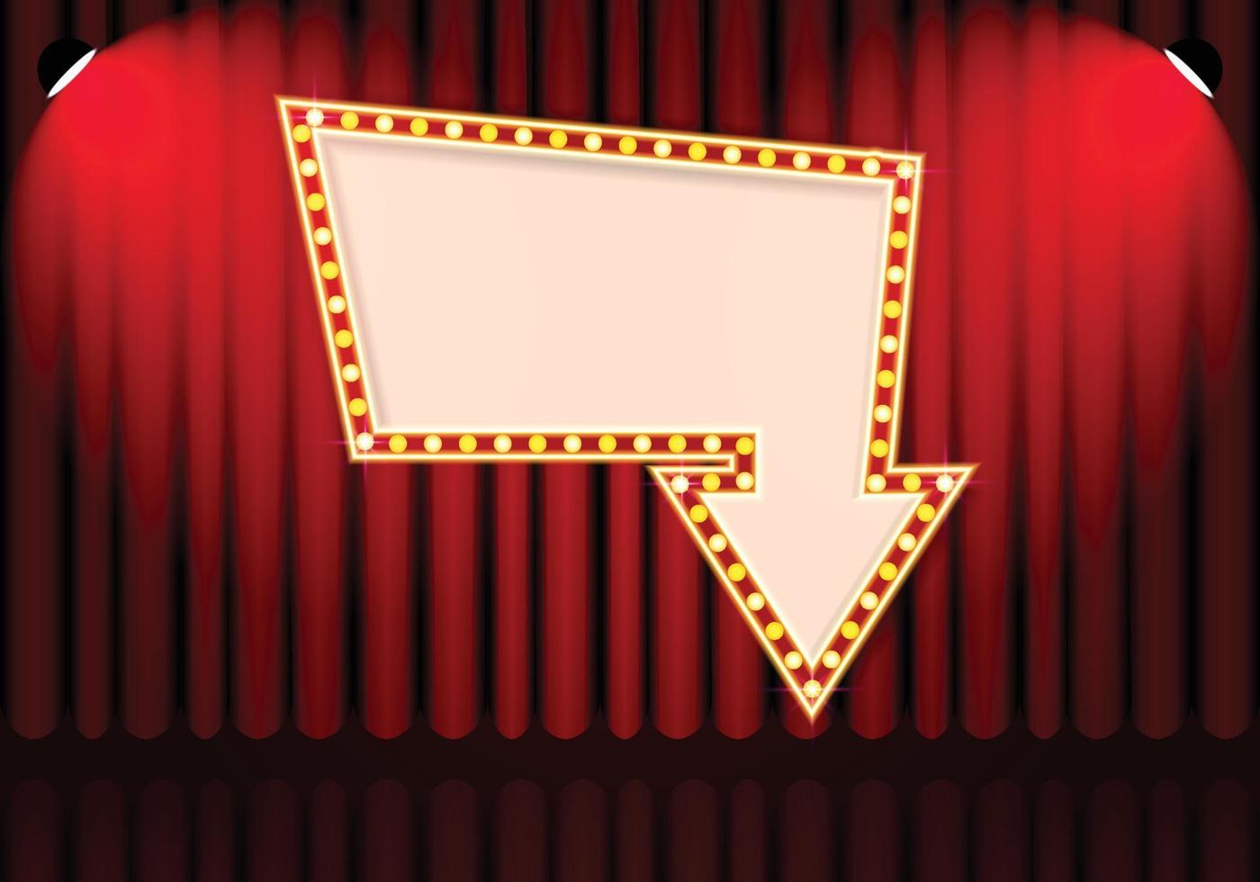 Vintage Curtain with Retro Cinema and Spotlights vector