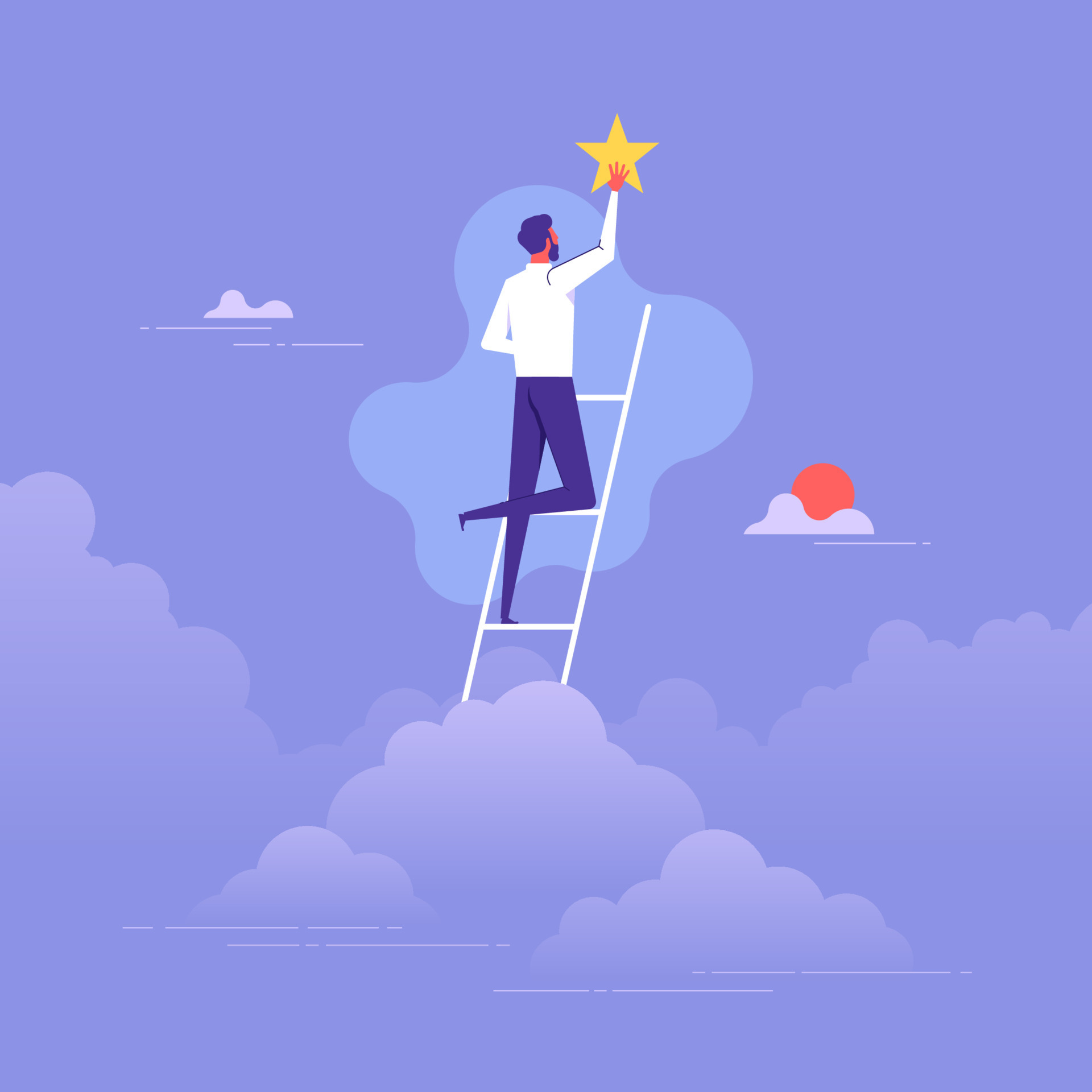 Ladder of success or aspiration to achieve business goal concept