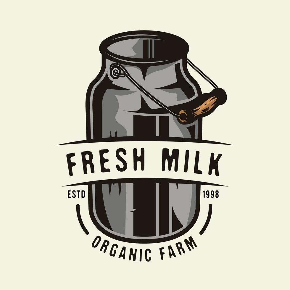 Fresh milk organic farm badge design vector