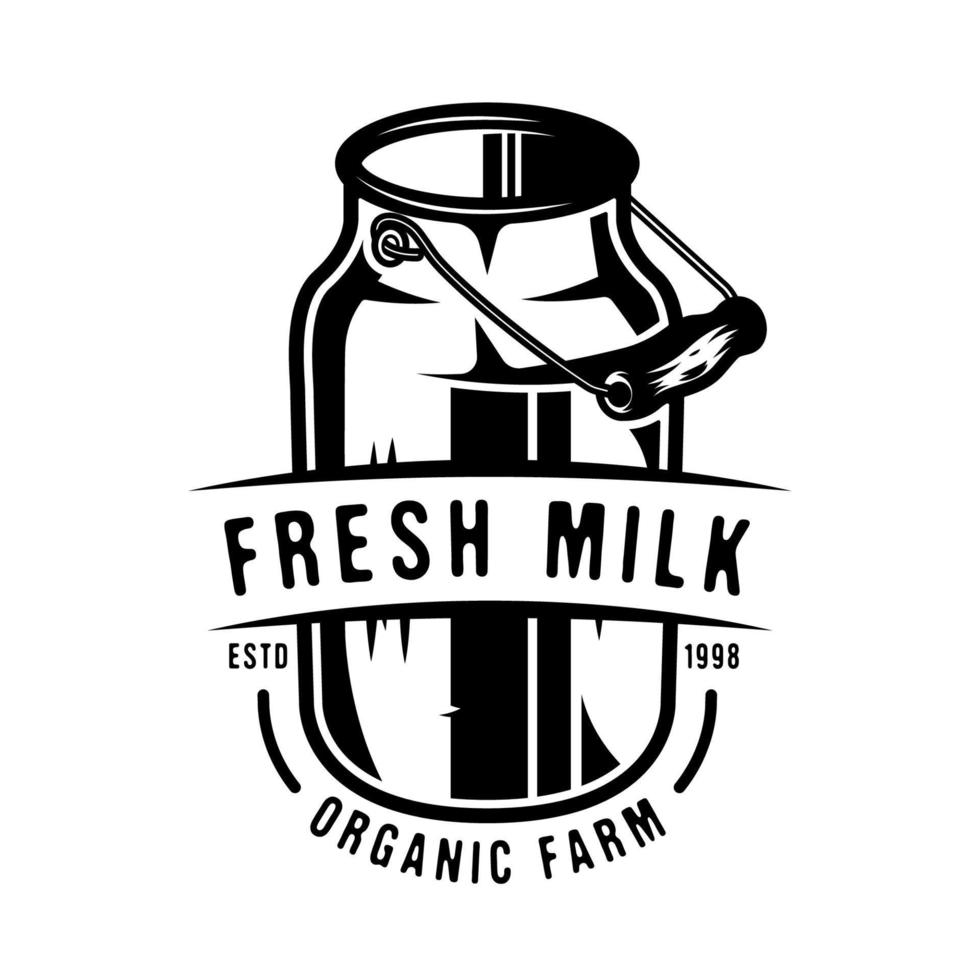 Fresh milk organic farm badge design vector