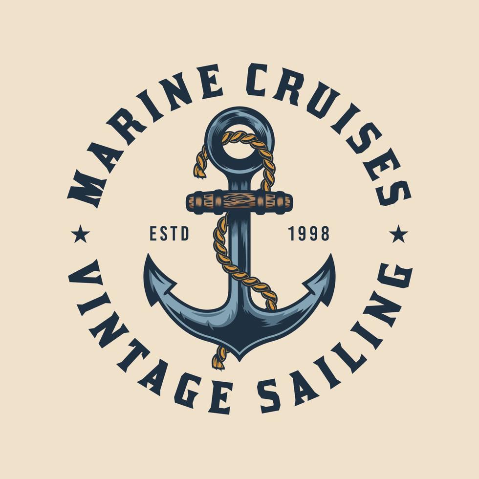 Vintage Anchor and ship rope marine cruise design vector